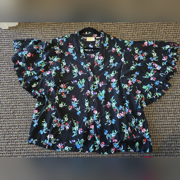 Anthropologie Black Floral Blouse - Picture 7 of 10